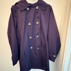 London Fog Purple Double-Breasted Trench Coat